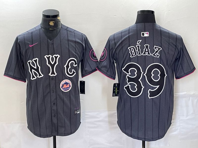 Men New York Mets #39 Diaz Black City Edition 2024 Nike MLB Jersey style 3